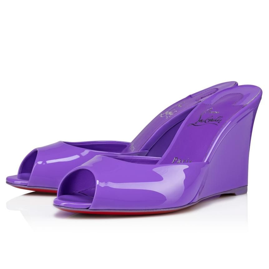Christian Louboutin Mules Me Dolly Zeppa 85 mm en cuir verni frou frou violet