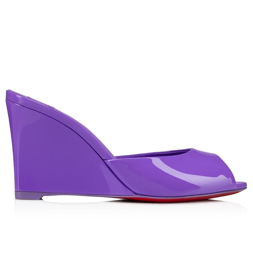 Christian Louboutin Mules Me Dolly Zeppa 85 mm en cuir verni frou frou violet – Image 2