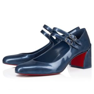 Christian Louboutin Miss Jane 55 mm Mary Janes Cuir Verni Irisé Denim