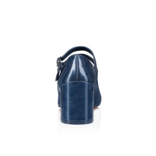 Christian Louboutin Miss Jane 55 mm Mary Janes Cuir Verni Irisé Denim – Image 3