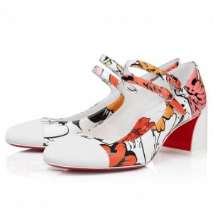 Christian Louboutin Miss Jane Mary Janes 55 mm en cuir nappa imprimé fleuri Shun Sudo multicolore