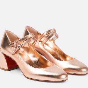 Christian Louboutin Miss Jane Escarpins 55mm Cuir Irisé Or
