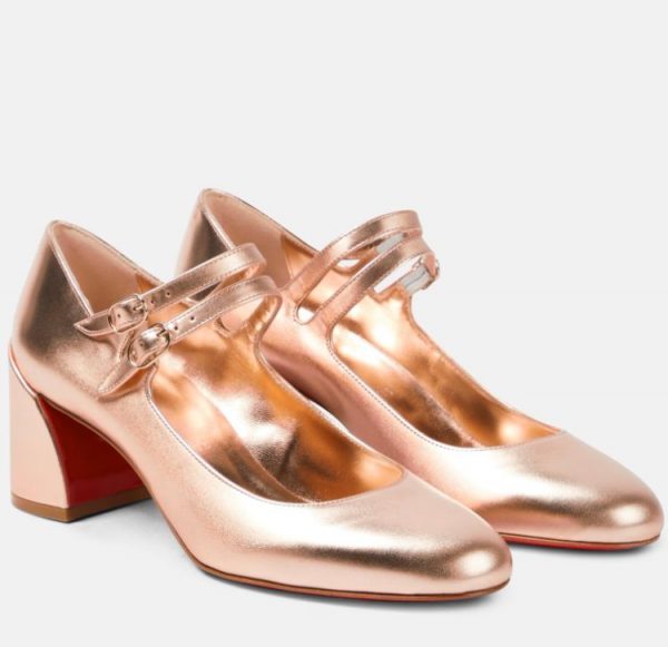 Christian Louboutin Miss Jane Escarpins 55mm Cuir Irisé Or