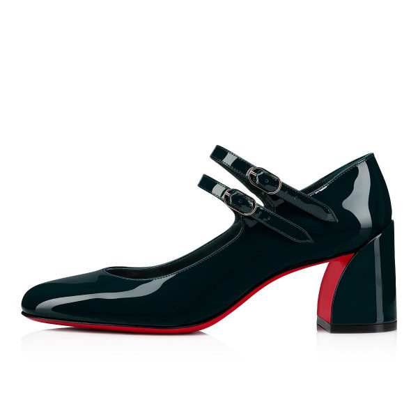 Christian Louboutin Miss Jane Escarpins 55mm Cuir Verni Vert – Image 2