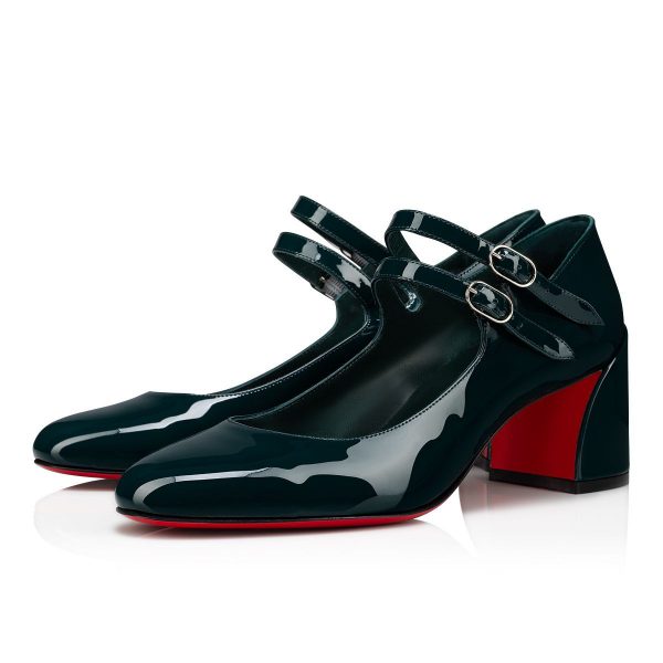 Christian Louboutin Miss Jane Escarpins 55mm Cuir Verni Vert