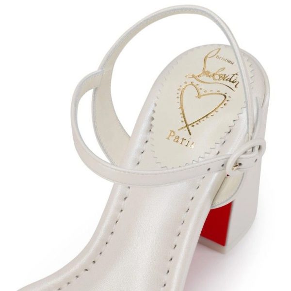 Christian Louboutin Miss Jane Sandale 85 Mm Sandales Nappa Pétillante Cuir Bianco – Image 3