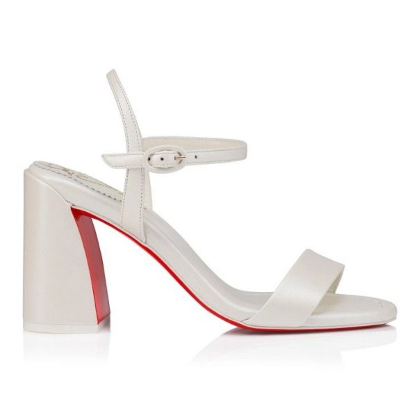Christian Louboutin Miss Jane Sandale 85 Mm Sandales Nappa Pétillante Cuir Bianco – Image 4