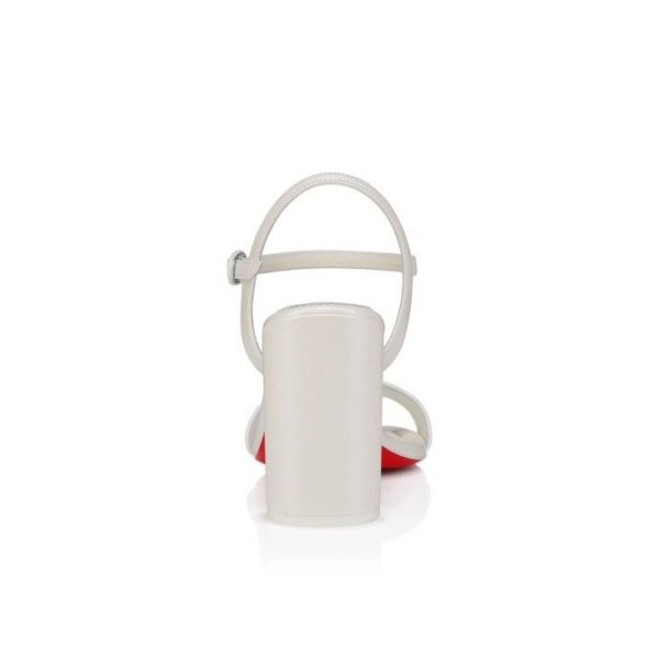 Christian Louboutin Miss Jane Sandale 85 Mm Sandales Nappa Pétillante Cuir Bianco – Image 5