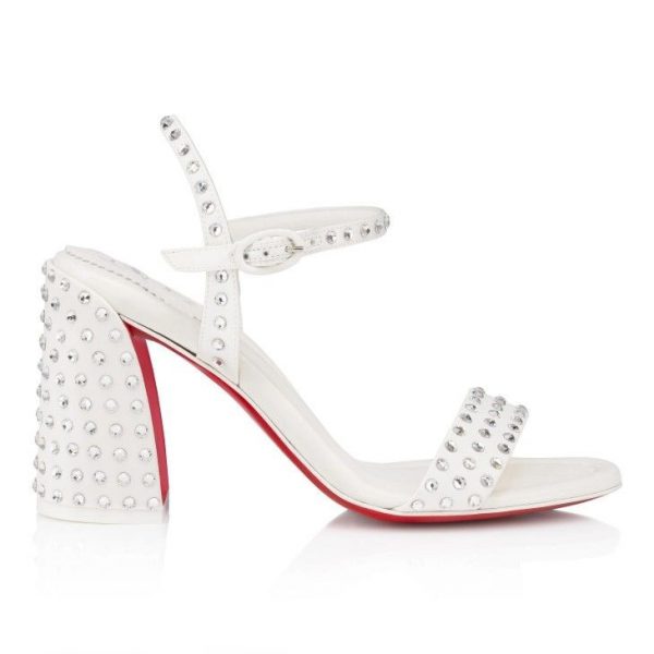 Christian Louboutin Miss Jane Sandale Strass Boum 85 Mm Sandales Crêpe Satin Version Ivoire – Image 3
