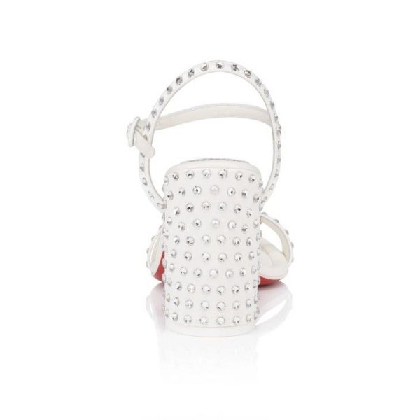Christian Louboutin Miss Jane Sandale Strass Boum 85 Mm Sandales Crêpe Satin Version Ivoire – Image 4