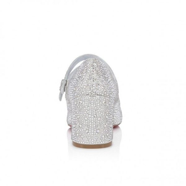 Christian Louboutin Miss Jane Strass Mary Janes 55 mm en daim métallisé et strass cristal – Image 3