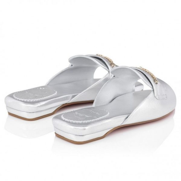Christian Louboutin Miss MJ Mule Mules Cuir Nappa Irisé Argent – Image 2