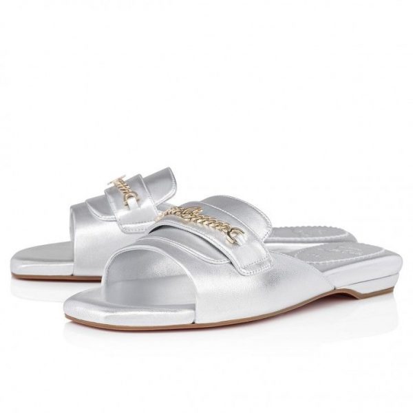 Christian Louboutin Miss MJ Mule Mules Cuir Nappa Irisé Argent