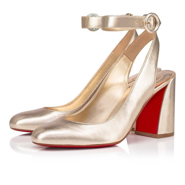 Christian Louboutin Miss Sab Sling Escarpins 85mm Cuir Nappa Or