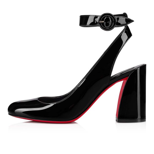 Christian Louboutin Miss Sab Sling Escarpins 85mm Cuir Verni Noir – Image 2
