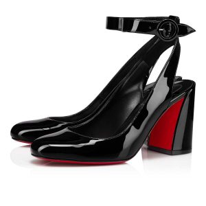 Christian Louboutin Miss Sab Sling Escarpins 85mm Cuir Verni Noir