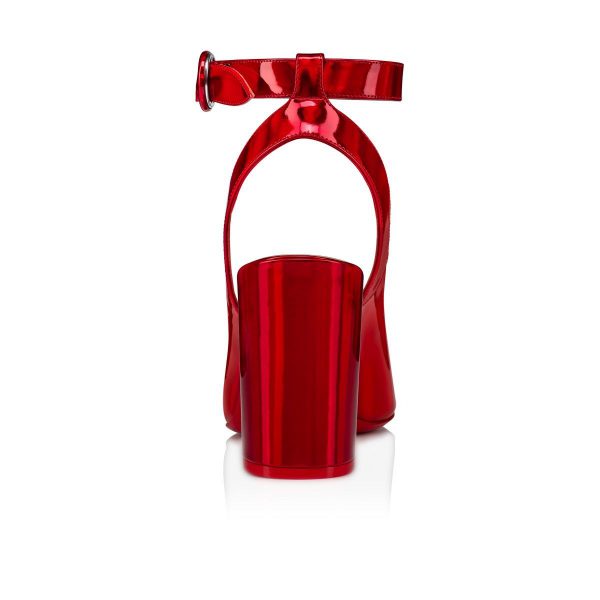 Christian Louboutin Miss Sab Sling Escarpins 85mm Cuir Verni Rouge – Image 2