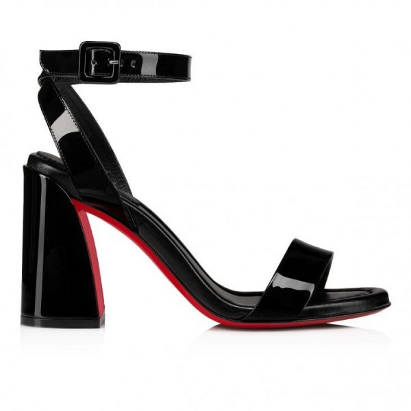 Christian Louboutin Miss Sabina 85 Mm Sandales en Cuir Verni Calf Noir – Image 2