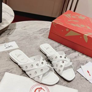 Christian Louboutin Miss Spika Club Mules Cuir Nappa Blanc