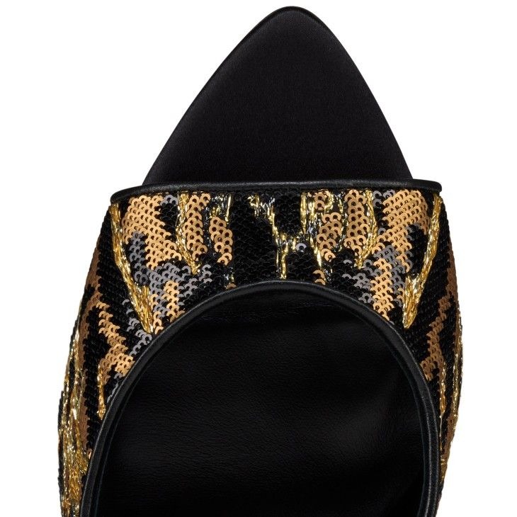 Christian Louboutin Mules Miss Z Ocelot 100 mm en satin crêpe brodé multicolore – Image 2