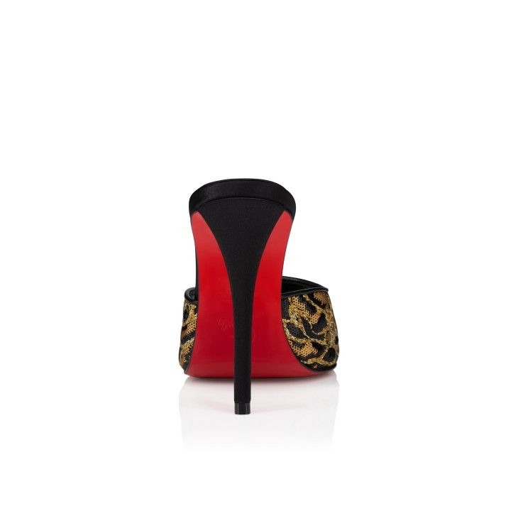 Christian Louboutin Mules Miss Z Ocelot 100 mm en satin crêpe brodé multicolore – Image 4