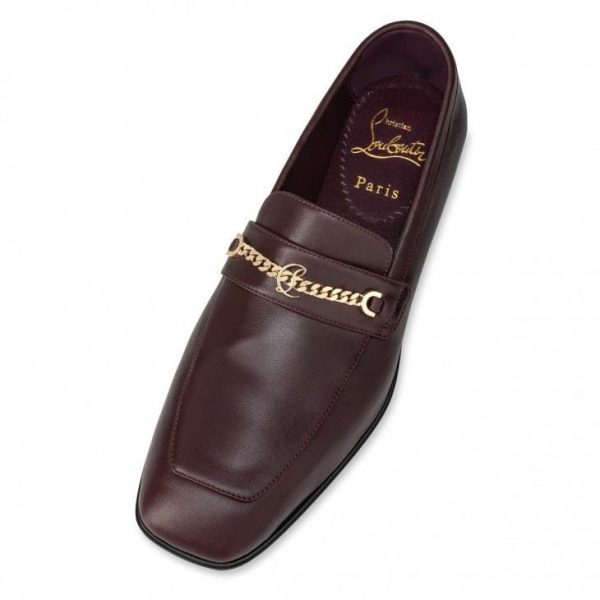 Christian Louboutin Mocassins Mj en cuir de veau merlot – Image 4