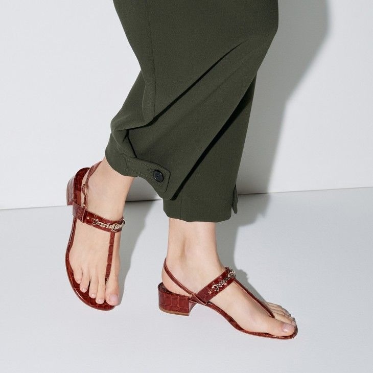 Christian Louboutin Mj Thong 25 Mm Mules en Cuir Calf Embossé Alligator Acajou – Image 5