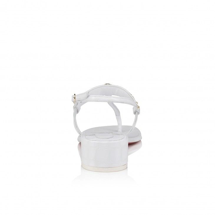 Mules Christian Louboutin MJ Thong 25 mm en cuir de veau embossé alligator - Blanc – Image 3