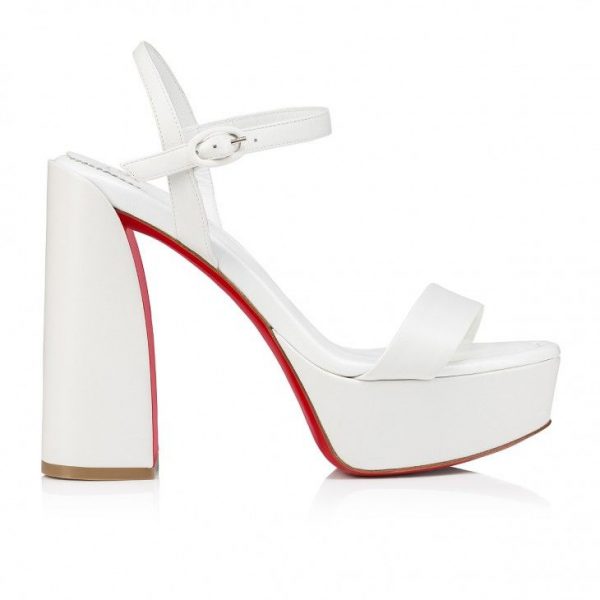Christian Louboutin Movida Jane Sandal 130mm Sandales en Cuir Nappa Bianco – Image 2