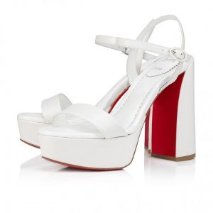 Christian Louboutin Movida Jane Sandal 130mm Sandales en Cuir Nappa Bianco