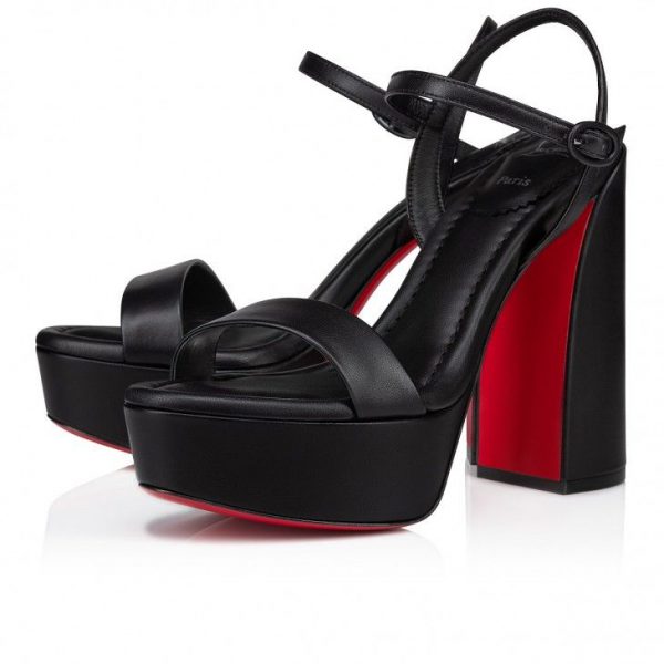 Christian Louboutin Movida Jane Sandal 130mm Sandales en Cuir Nappa Noir