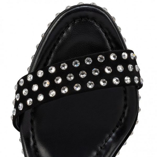 Christian Louboutin Movida Jane Sandal Strass Boum 130 mm sandales veau velours et strass Boom noir – Image 4