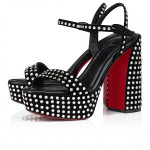 Christian Louboutin Movida Jane Sandal Strass Boum 130 mm sandales veau velours et strass Boom noir