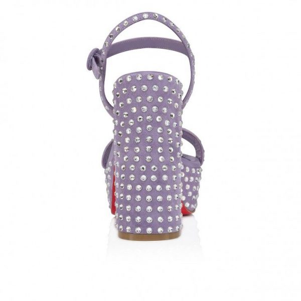 Christian Louboutin Movida Jane Sandal Strass Boum 130 mm sandales veau velours et strass Boom parme – Image 3