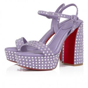 Christian Louboutin Movida Jane Sandal Strass Boum 130 mm sandales veau velours et strass Boom parme
