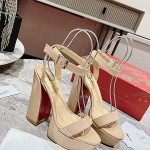 Christian Louboutin Movida Sabina Sandales 130mm Cuir Calf Verni Nude
