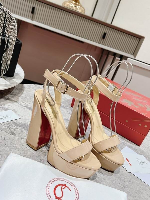 Christian Louboutin Movida Sabina Sandales 130mm Cuir Calf Verni Nude