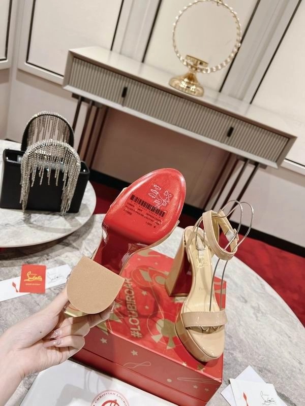 Christian Louboutin Movida Sabina Sandales 130mm Cuir Calf Verni Nude – Image 5