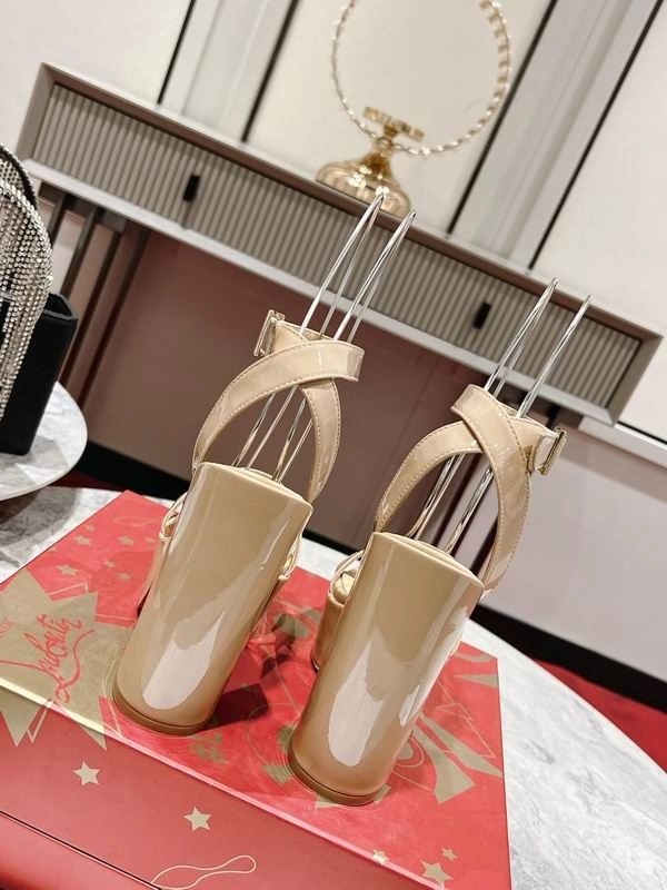 Christian Louboutin Movida Sabina Sandales 130mm Cuir Calf Verni Nude – Image 3