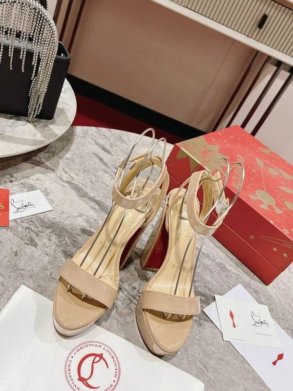 Christian Louboutin Movida Sabina Sandales 130mm Cuir Calf Verni Nude – Image 4