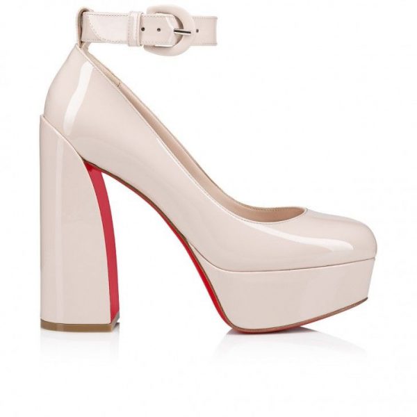 Christian Louboutin Movidastrap escarpins 130 mm en cuir de veau verni couleur lait – Image 2