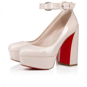 Christian Louboutin Movidastrap escarpins 130 mm en cuir de veau verni couleur lait
