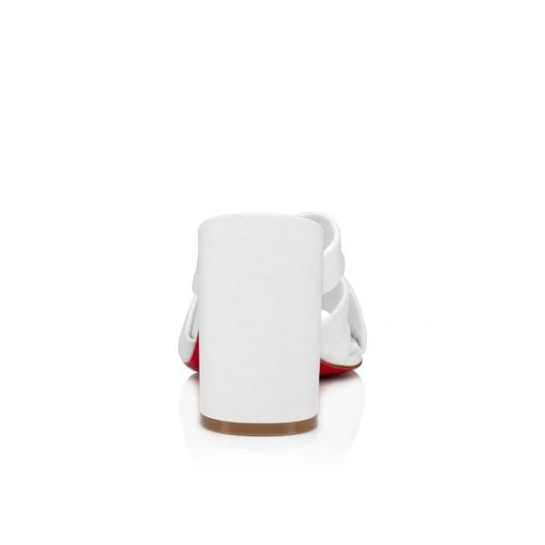 Christian Louboutin Mules Dispo Cllub 85 mm Bianco/lin cuir nappa bianco – Image 4