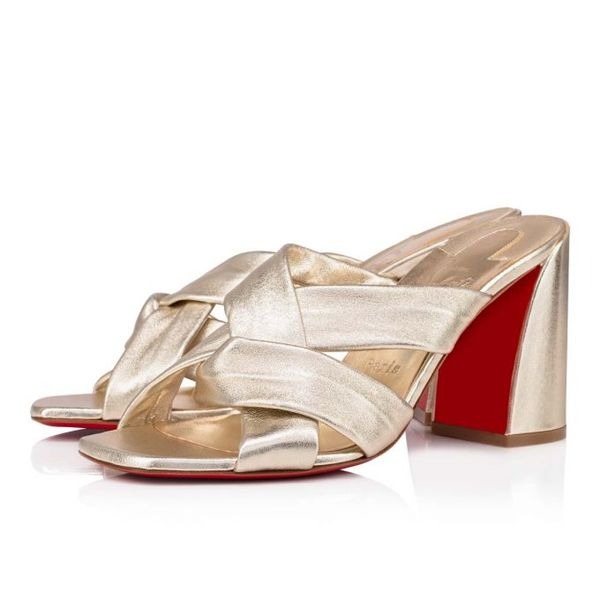 Christian Louboutin Mules Dispo Cllub 85 mm Sahara/lin Platine Nappa