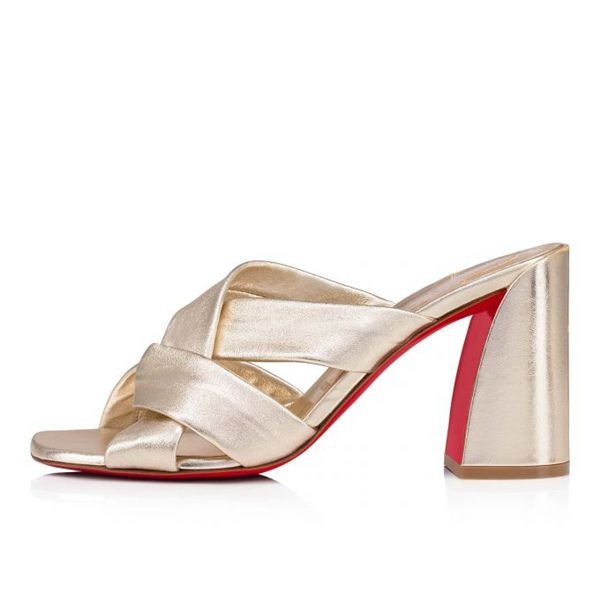 Christian Louboutin Mules Dispo Cllub 85 mm Sahara/lin Platine Nappa – Image 3