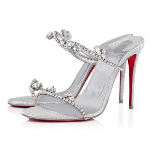 Christian Louboutin Mules Just Queen 100 mm Argent/cri/lin PVC Argent