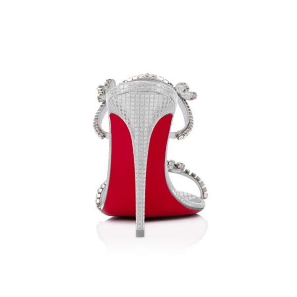 Christian Louboutin Mules Just Queen 100 mm Argent/cri/lin PVC Argent – Image 4