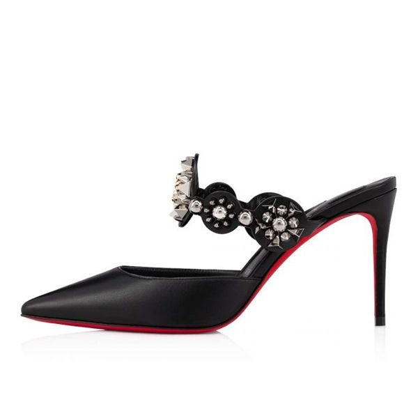 Christian Louboutin Mules Miss Goldora 85 mm Noir/mix Noir/lin Bk Kid – Image 3