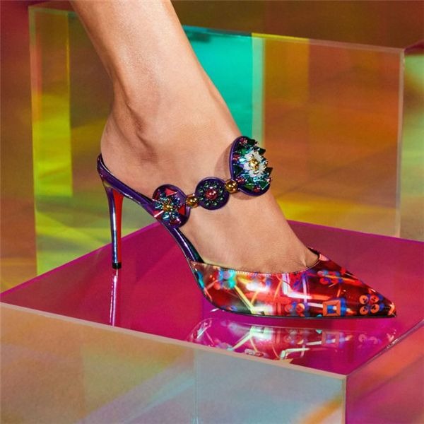 Christian Louboutin Mules Miss Goldora 85 mm Vers Multi/mix Multi Ab/lin El Vernis – Image 5