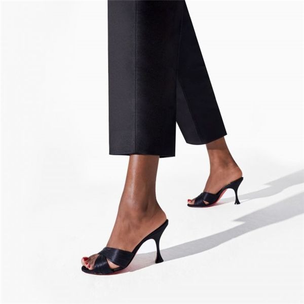 Christian Louboutin Mules Nicol Is Back 85 mm Crêpe Satin/satin/lurex Noir – Image 3
